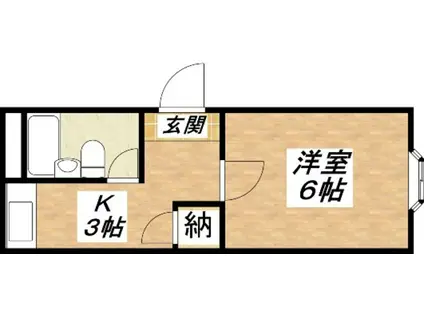 プティハイム平野(1DK/4階)の間取り写真