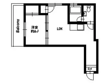 蒔田フラワーマンション(1LDK/2階)の間取り写真