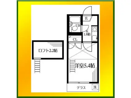 リバーブル田無(1K/1階)の間取り写真