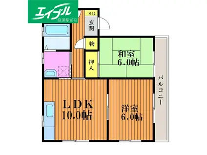 ＪＲ宇野線 常山駅 徒歩48分 2階建 築24年(2LDK/2階)の間取り写真