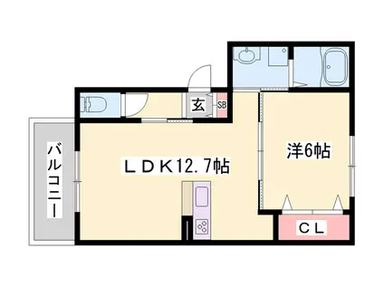ローテローゼ大塚(1LDK/1階)の間取り写真