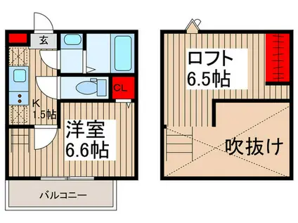 新京成線 前原駅 徒歩3分 2階建 築6年(1K/2階)の間取り写真