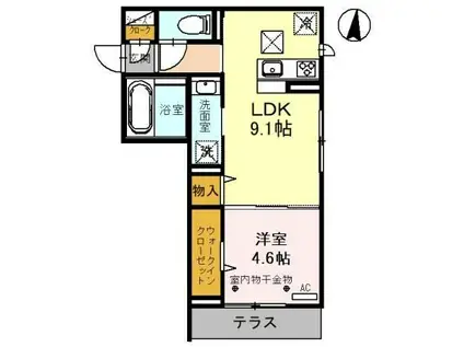 D-ROOM草加市氷川町(1LDK/1階)の間取り写真