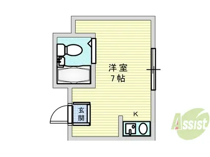 KSコート江坂東(ワンルーム/2階)の間取り写真