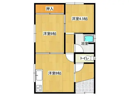 千葉アパート(2DK/2階)の間取り写真