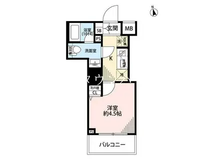 プレール・ドゥーク戸越銀座通(1K/4階)の間取り写真