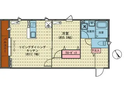 TMフラッツ(1LDK/2階)の間取り写真