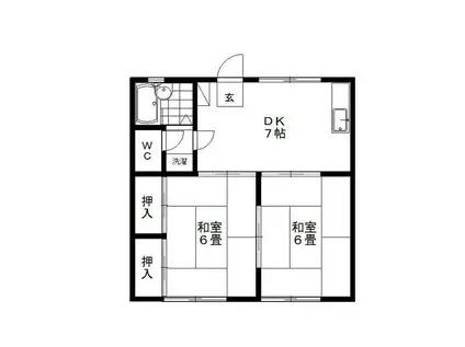 ハイツ峯宇(2DK/1階)の間取り写真