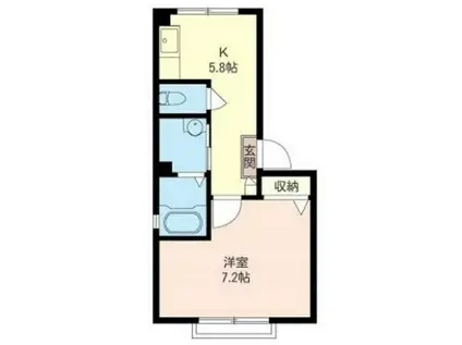 シードハイム龍ヶ崎(1K/2階)の間取り写真