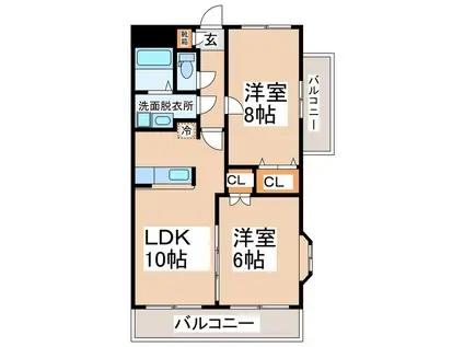 グリーンヒル葉山二番館(2LDK/3階)の間取り写真