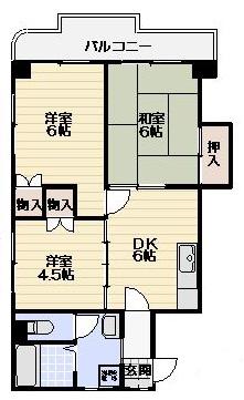 ソシアルハイツ(3DK/6階)の間取り写真