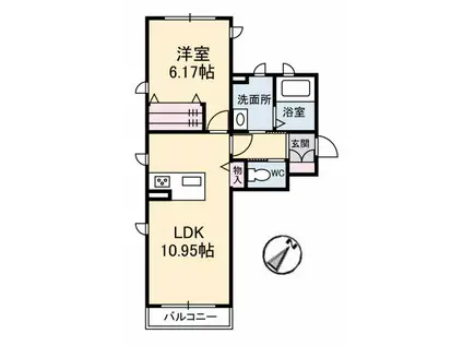 シャーメゾンLIBERTE(1LDK/1階)の間取り写真