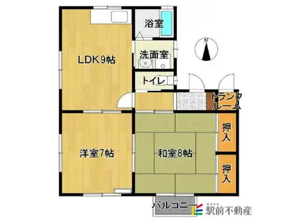 ブライトンハウス(2DK/2階)の間取り写真