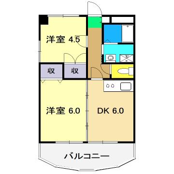 カームリヴ(2DK/8階)の間取り写真