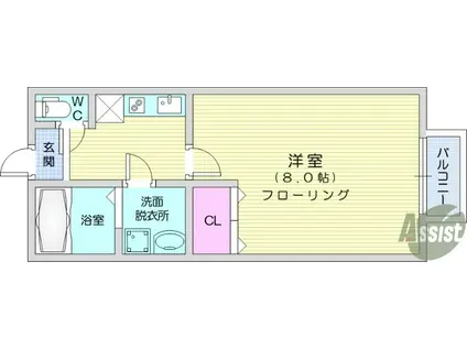 ポミエ・アクロス(1K/1階)の間取り写真