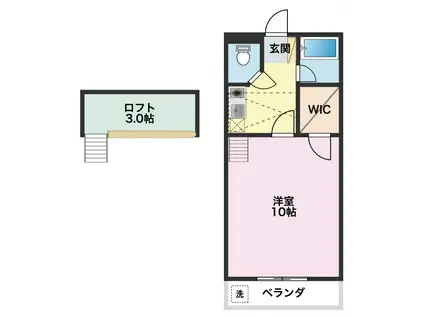 セザンヌ菰口(1K/2階)の間取り写真