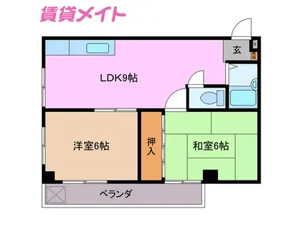 コーラルハイツ(2DK/2階)の間取り写真