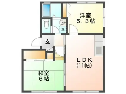 プリミエール堀ノ内II(2LDK/2階)の間取り写真