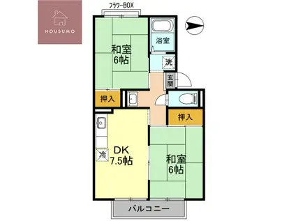 パルコート林I(2DK/2階)の間取り写真