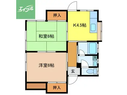 ハイツ辻(2K/1階)の間取り写真