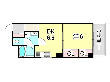 サンハイツ元町(1DK/3階)の間取り写真