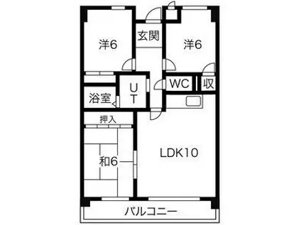 ハイツ平針(3LDK/4階)の間取り写真