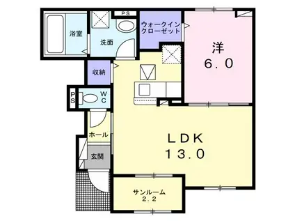 ヴェール・クレール(1LDK/1階)の間取り写真