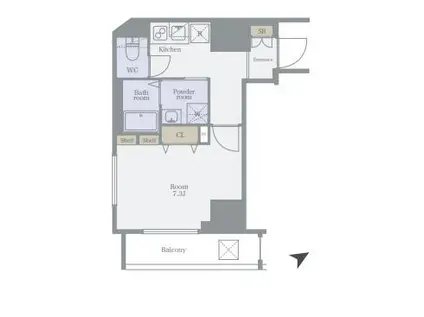 プレール・ドゥーク門前仲町III(1K/2階)の間取り写真