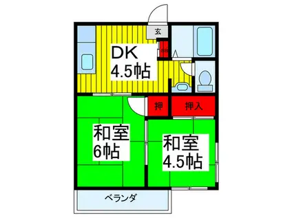 チェリーハイツ(2DK/2階)の間取り写真