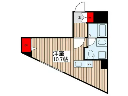 レピュア竹ノ塚レジデンス(ワンルーム/1階)の間取り写真