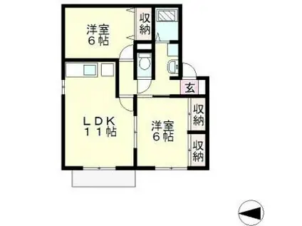 コーポはおりや A棟(2LDK/2階)の間取り写真