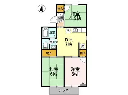 セジュール周南 B(3DK/1階)の間取り写真