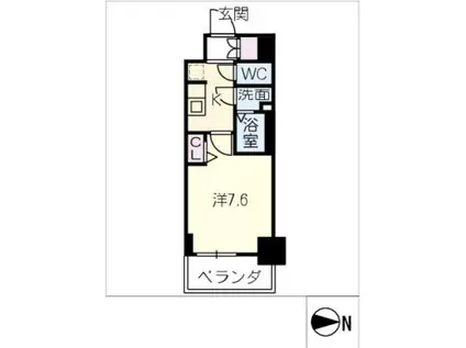 SHOKEN RESIDENCE名古屋 太閤通(1K/14階)の間取り写真