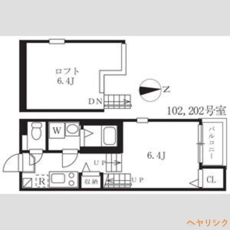 トレノハウス(1K/2階)の間取り写真