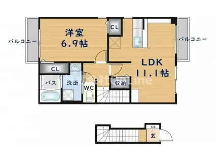 コートドール I(1LDK/2階)の間取り写真