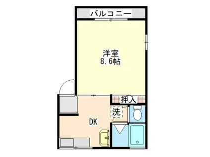 レーベン旭町(1DK/1階)の間取り写真