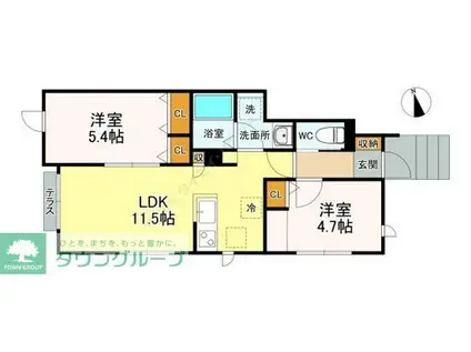 ディアコート(2LDK/1階)の間取り写真