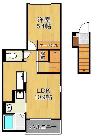 ベル メゾン(1LDK/2階)の間取り写真