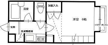 プラトー今長(1K/2階)の間取り写真