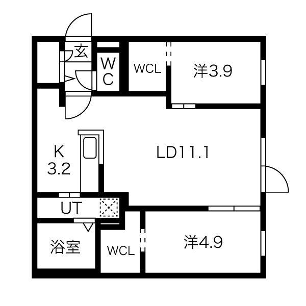 リヴィースハッサム(2LDK/3階)の間取り写真