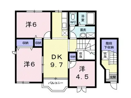 ブリッサ日高II(3DK/2階)の間取り写真