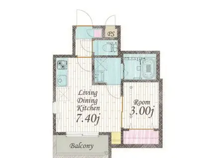 CHERIM 本陣十王町 サウス(1LDK/2階)の間取り写真