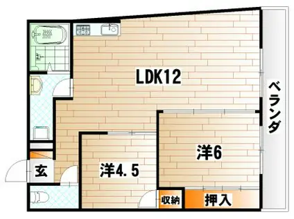 ファーストライフ大手町(2LDK/5階)の間取り写真