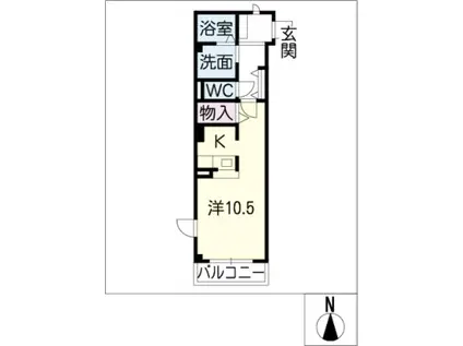 パーク青陽(ワンルーム/2階)の間取り写真