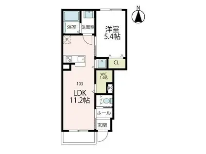 グレース湘南(1LDK/1階)の間取り写真