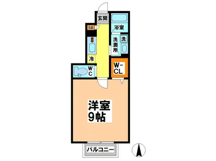 クレールC棟(1K/1階)の間取り写真