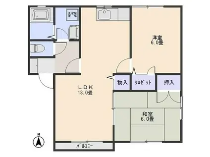 ミューチュアルLPII(2LDK/2階)の間取り写真