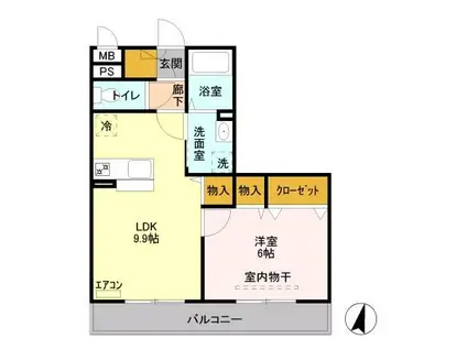 LA-VESPA門井町(1LDK/3階)の間取り写真