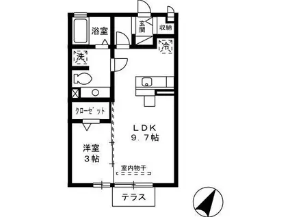 グリュックシャン(1LDK/1階)の間取り写真