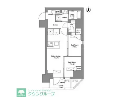 BRILLIA IST 新御徒町(2DK/6階)の間取り写真